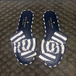 NEW Kate Spade Blue and White Flat Sandals